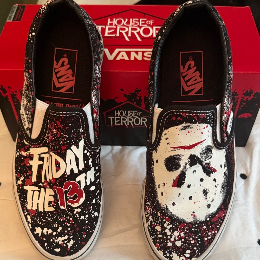 Vans House of Terror Slip-On Shoes with Box.